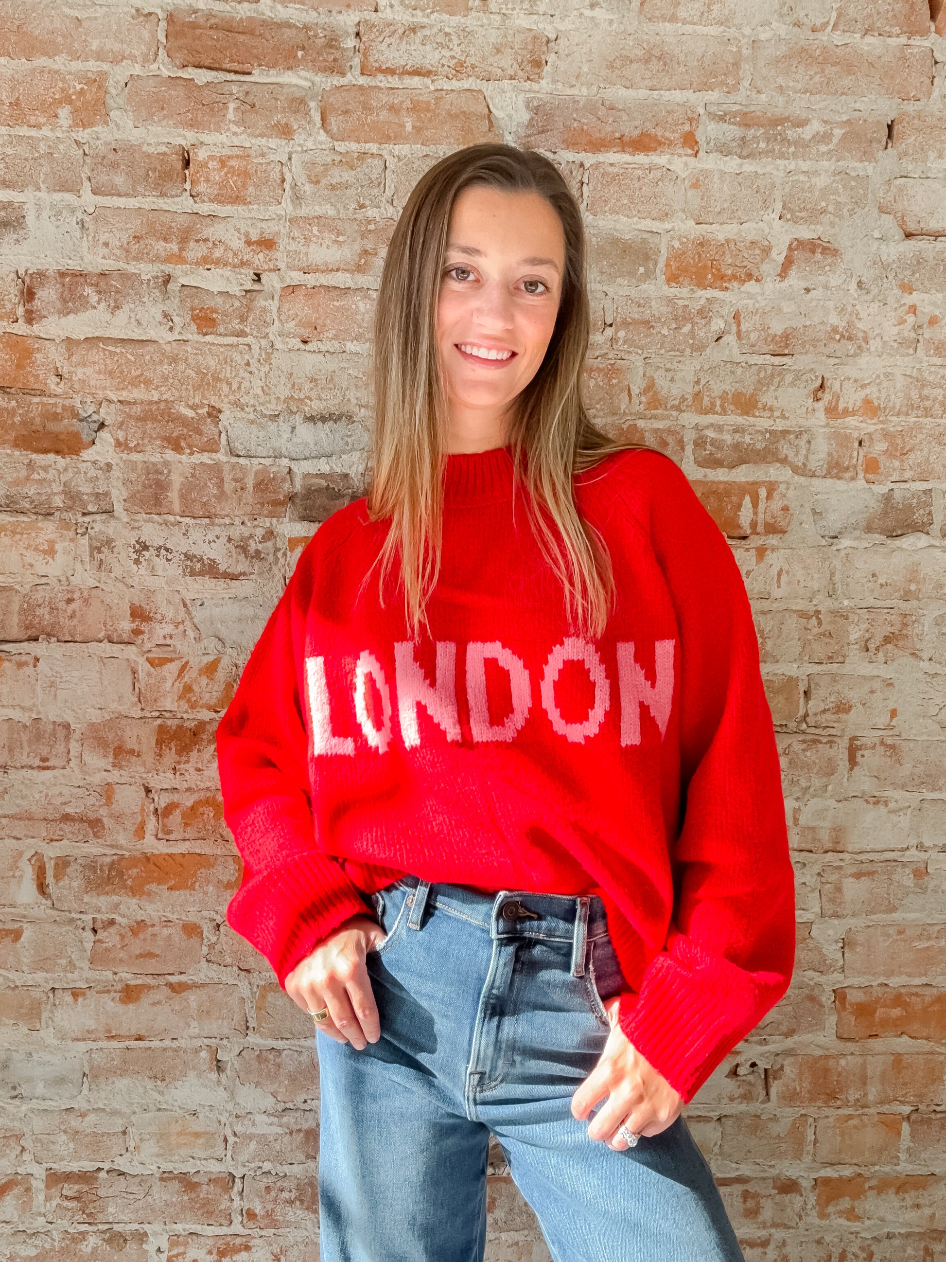 red sweater "london" in pink