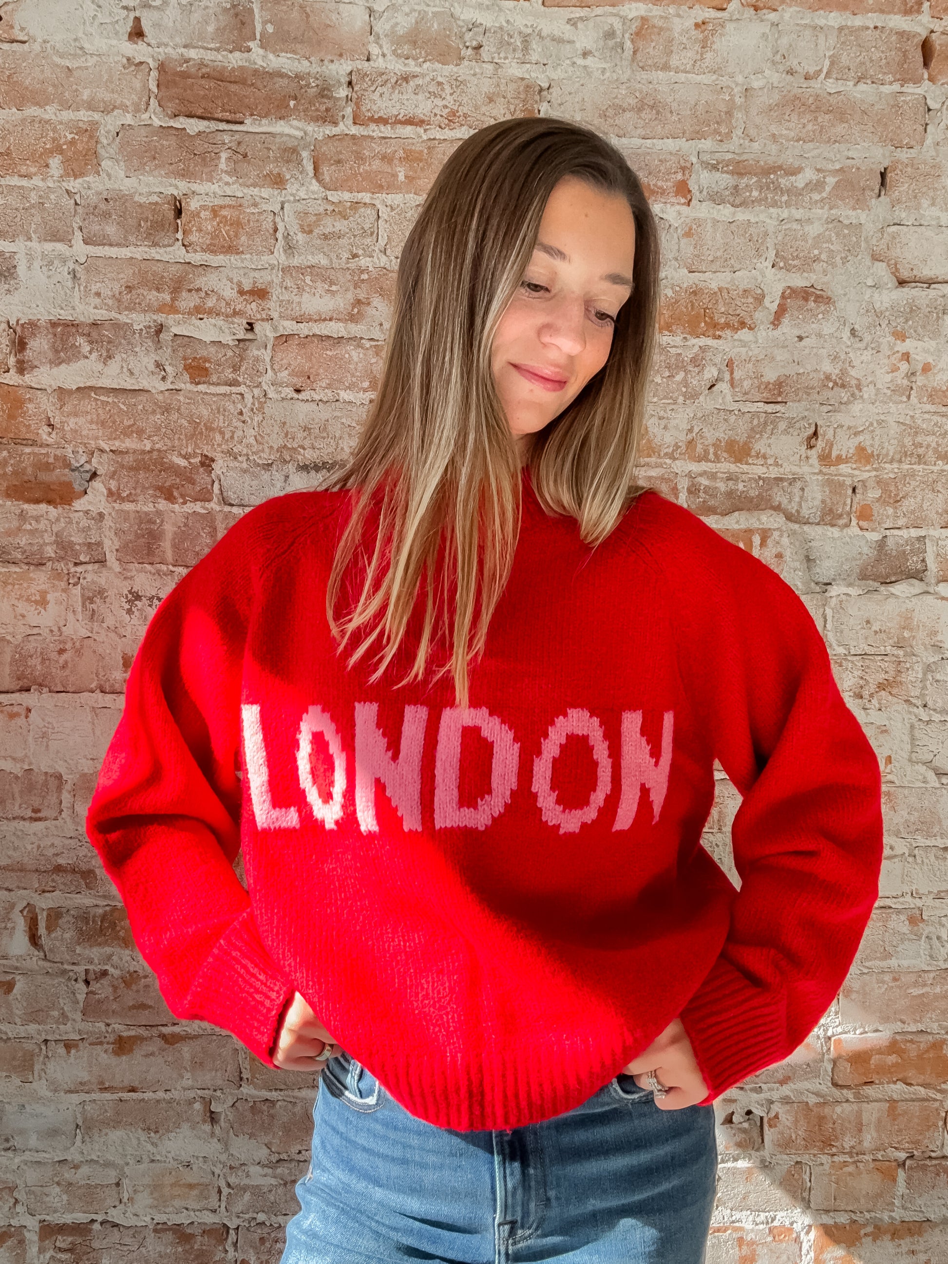 red sweater "london" in pink