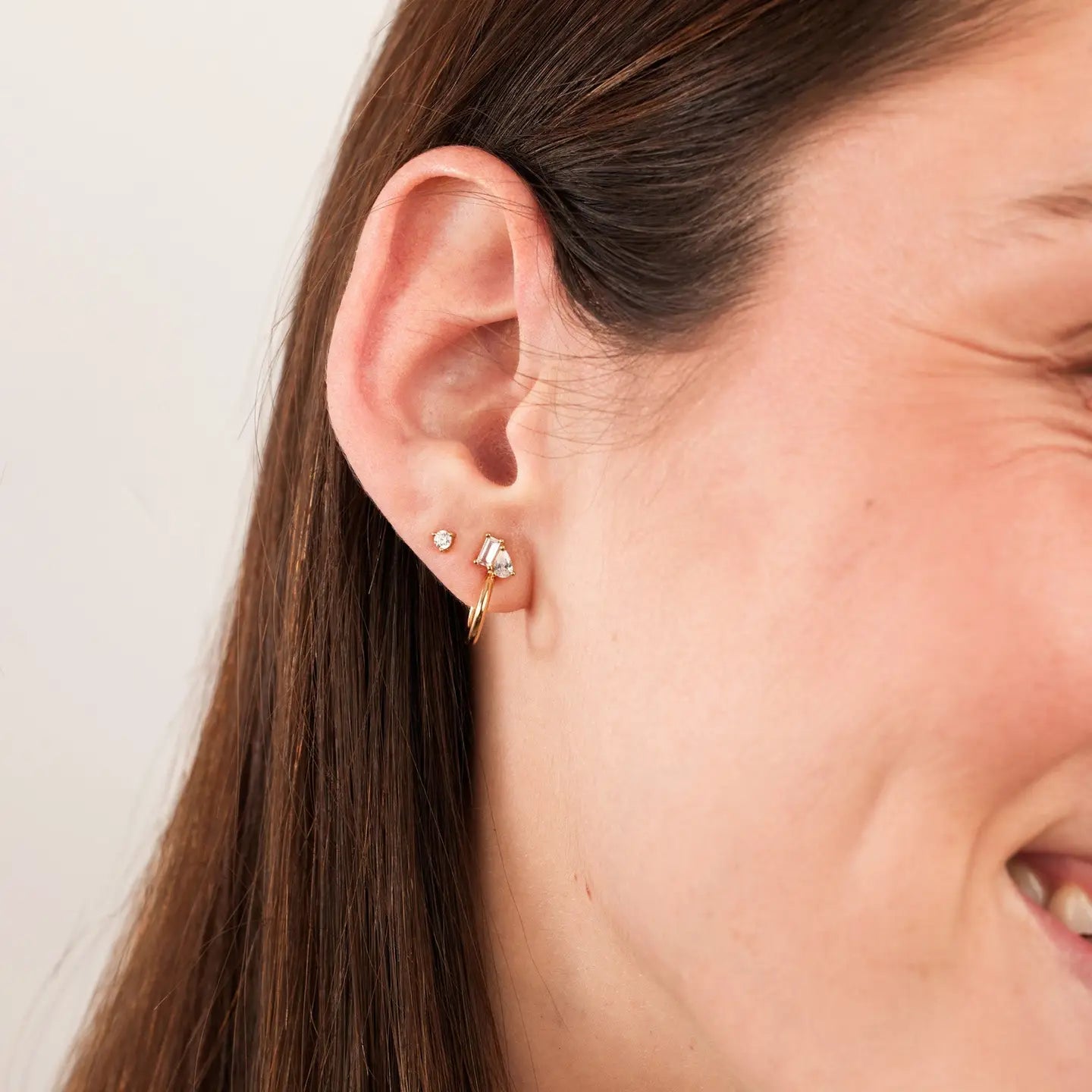 diamond stud moi et toi drop hoop earrings