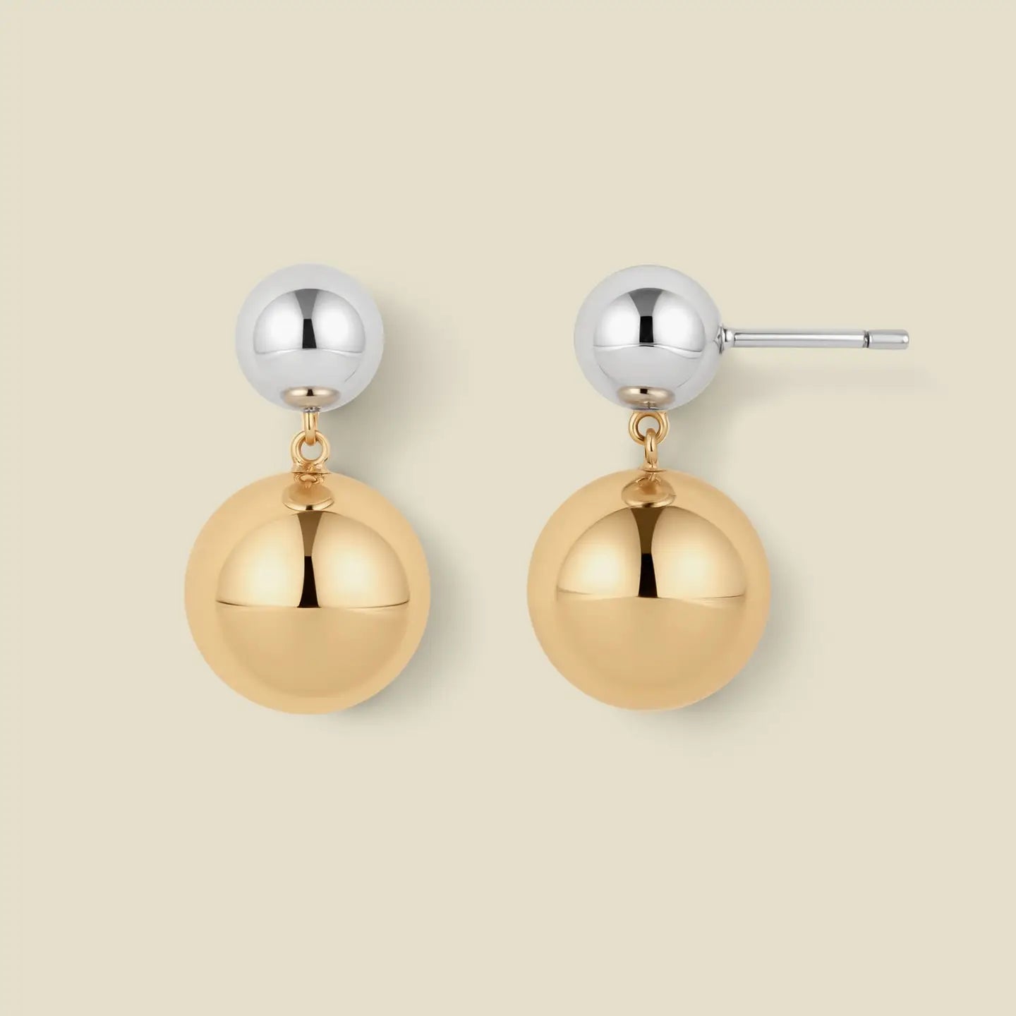 round ball stud earrings mixed metal