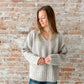 taupe v-neck ribbed knit sweater