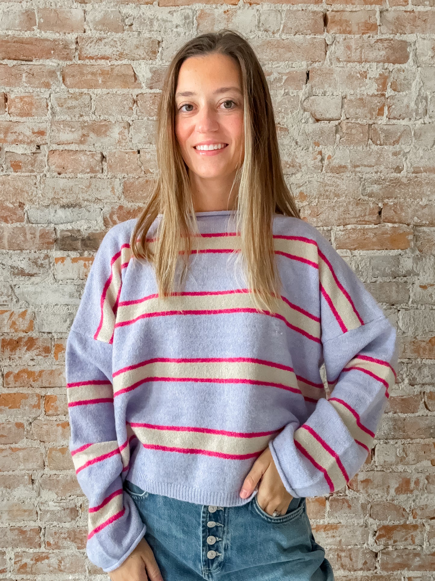 lavender stripe sweater